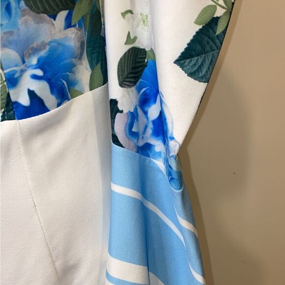 La Patean White With Blue Flowers Dress - Picture 12 of 14